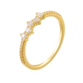 Elegante 18K vergulde golfring met vijf heldere ronde zirkonia steentjes - US 5 / Goud