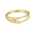 Anillo de doble capa en plata de ley 925 con estrellas y circonitas bañadas en oro - US 6 / Amarillo