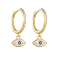 S925 sterling silver evil eye hoop earrings with blue zircon and gold plating - 925 Silver / Gold
