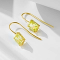 Elegant S925 silver earrings with square yellow zircon in a luxury gold finish - 14K Gold Olive Yellow Zirconia