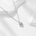 Collana Mano di Fatima in argento 925 con pietra opale e zirconi lucidi da donna - Argento 925 / Bianco