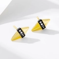 Minimalist geometric rhombic stud earrings with gold plating and cubic zirconia accents - 925 Silver / Gold