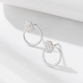 Pendientes de aro minimalistas en plata de ley S925 con circonitas cúbicas brillantes - Plata 925 / Blanco