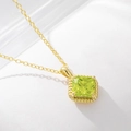 Minimalist S925 silver necklace with square green zircon pendant in gold finish - 925 Silver / Gold