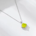 Minimalist S925 sterling silver necklace featuring a square green zircon pendant on O-chain - 925 Silver / Silver