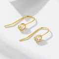 Elegantes pendientes de gancho de plata S925 dorada con circonita ovalada minimalista - Plata 925 / Amarillo