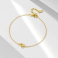 925 sterling silver heart bracelet in 14K gold plating with starburst texture - 925 Silver / Gold