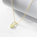 Minimalist S925 silver heart lock necklace with polished gold plating and thin cable chain - 925 Silver / Gold