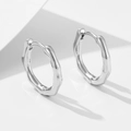 Pendientes de aro minimalistas de plata de ley S925 con diseño de ondas irregulares - Plata 925 / Blanco