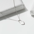 Minimalist S925 sterling silver necklace with a heart-shaped brushed lock pendant - 925 Silver / Silver