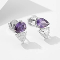 Macro di orecchini in argento 925 con zircone viola a goccia e marchio di purezza S925 - Argento 925 / Bianco