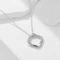 Minimalist 925 sterling silver geometric square twisted necklace with micro-pave diamonds - 925 Silver / Silver