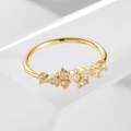 Macro detail of gold-plated 925 silver ring with sparkling cubic zirconia clusters - White Zircon (Gold)