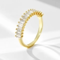 Elegant gold plated ring with rectangular zircon stones in a classic row setting - US 5 / Gold
