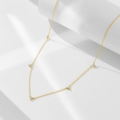 Collar de trébol de plata s925 con cinco colgantes de circón en una cadena dorada - Plata 925 / Dorado