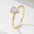 Klassischer Tropfen-Zirkonia-Ring aus vergoldetem S925 Silber für Damen Geschenke - US 5 / Gelb