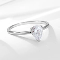Eleganter S925 Silberring mit birnenförmigem Zirkonia-Stein im Tropfenschliff-Design - US 5 / Weiß