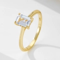 Vergulde S925 zilveren ring met smaragd geslepen zirkoon en officieel 925 kenmerk - US 5 / Geel