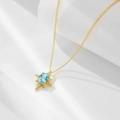 Collana in argento S925 con pendente a stella, topazio blu e dettagli scintillanti fini - Argento 925 / Oro