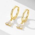 Pendientes de aro en plata S925 dorada con racimos de circonitas brillantes para mujer - Plata 925 / Amarillo