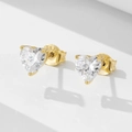 Eleganti orecchini a lobo a cuore in argento 925 con scintillanti pietre di zircone - Argento 925 / Oro