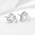 Eleganti orecchini a lobo a cuore in argento 925 con scintillante zircone cubico - Argento 925 / Argento