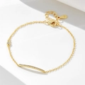 Minimalistisches S925 Sterlingsilber-Armband mit vergoldetem Zirkonia-Steg für Damen - 925er Silber / Gold
