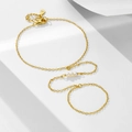 Elegante bracciale anello in argento S925 placcato oro con tre perle bianche naturali - Argento 925 / Giallo