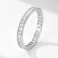 S925 sterling silver eternity band featuring a full circle of square princess cut stones - US 4.5 / White