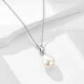 Elegant S925 sterling silver necklace featuring a lustrous baroque pearl pendant - 925 Silver / White