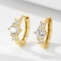 Elegantes pendientes de aro en plata de ley S925 dorada con brillantes circonitas - Plata 925 / Dorado