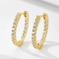 Vintage 925 silver hoop earrings with gold plating and sparkling zircon stones - 925 Silver / Yellow