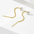 Elegantes pendientes s925 plata con cadena dorada y circonita redonda brillante - Plata 925 / Amarillo