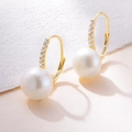 Orecchini monachella in argento S925 placcati oro con perle d'acqua dolce bianche - Argento 925 / Giallo