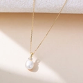 Collana in argento 925 dorato con perla a goccia e dettagli in pavé di zirconi lucidi - Argento 925 / Oro