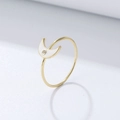 Minimalist S925 silver open ring featuring a white enamel crescent moon with zircon - US 5 / White