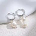 Orecchini retrò in argento S925 con perle naturali d'acqua dolce asimmetriche - Argento 925 / Argento