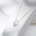 Sparkling S925 sterling silver Hamsa hand necklace with pavé-set crystals and fine chain - 925 Silver / Silver