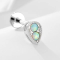925 silver teardrop piercing stud featuring shimmering lab-grown colorful opal stones - 925 Silver / 5# Silver (Single Piece)