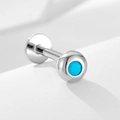 925 silver labret piercing with round blue opal stone on a flat back stud - 925 Silver / 3# Silver (Single Piece)