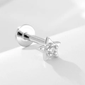 925 silver star stud earring with clear zircon and opal inlay for cartilage piercing - 925 Silver / 12# Silver (Single Piece)