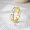 Elegant gold S925 silver eternity ring with oval-cut cubic zirconia in claw setting - US 6 / Yellow