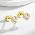 Orecchini a lobo minimalisti a cuore in argento S925 con pietre di zirconia cubica - Argento 925 / Oro