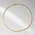 2.5mm s925 silver gold plated tennis necklace with single row cubic zirconia stones - 925 Silver / Gold