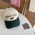 Vintage baseball cap in beige and dark green with exquisite Weekend Holiday embroidery - 56-59cm (Adjustable) / Green