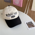 Retro baseball cap in black and white color blocking with stylish embroidered lettering - 56-59cm (Adjustable) / Black
