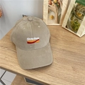 Casquette de baseball vintage en coton beige avec broderie Stitches et visière courbée - 56-59cm (Réglable) / Khaki