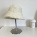 Minimalist creamy white lambswool bucket hat with soft plush texture for winter - 56-59cm / White