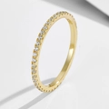 Minimalist S925 silver ring featuring a golden band set with sparkling micro-pave zircons - US 5 / Band Ring / Gold