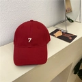 Dunkelrote Baseballkappe für große Köpfe mit weißer 7-Stickerei und tiefem Schirmdesign - 56-62cm / Burgunderrot